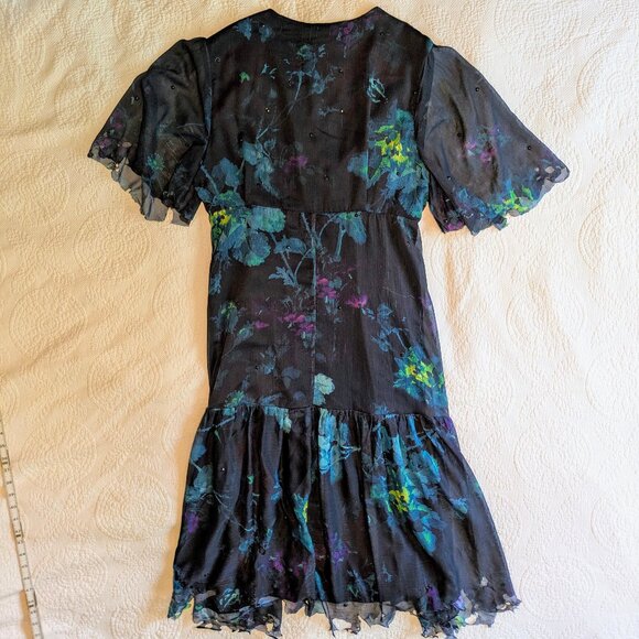 Witchy distressed ghostly ethereal sheer floaty halloween costume wrap dress - Picture 2 of 7